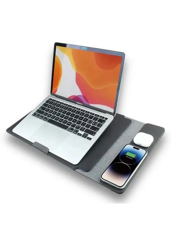 Подставка-чехол для ноутбука 4in1 STAND S100 15W искусственная кожа 477x256x12 мм черная No Brand (403017145)