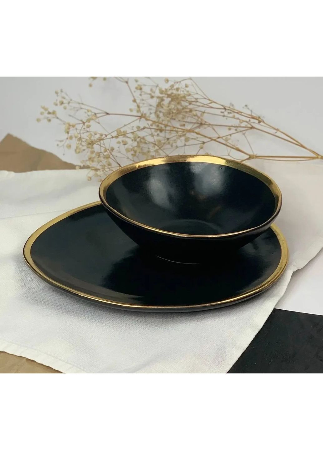 Тарелка суповая Декор Керамика Graphite Gold ГГ-438 17.5 см 700 мл Декор Кераміка (368762051)