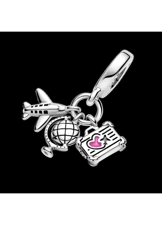 Срібний шарм Пандора "Літак, глобус і валіза" 799435C01 Kabluchka (355348394)