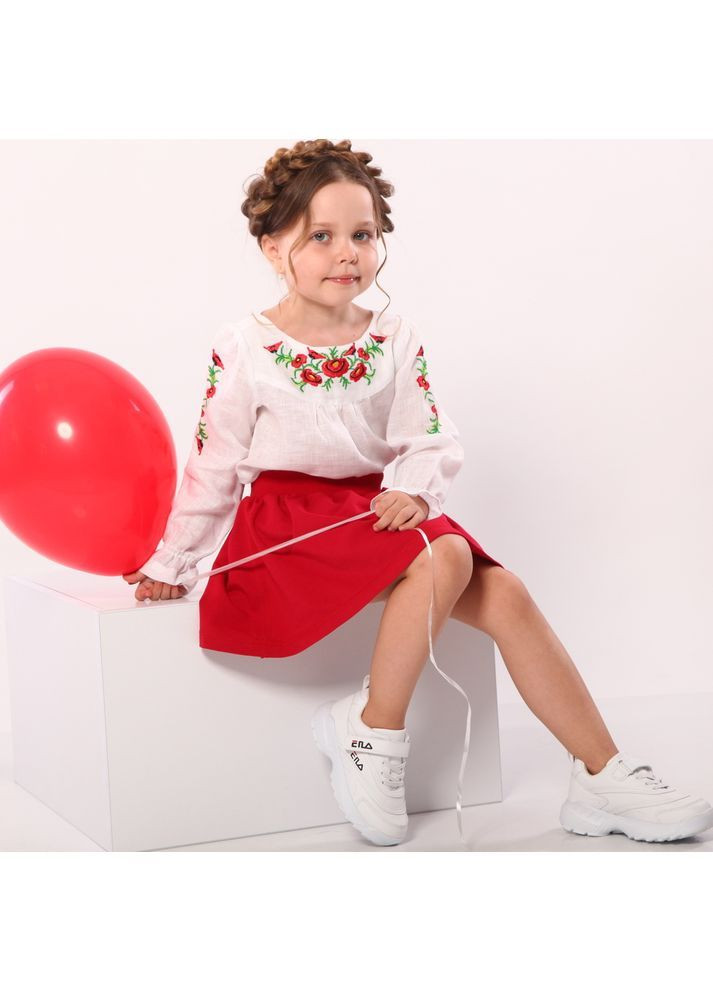 Белая вышиванка из льна для девочек модный карапуз Trendy Tot лен (370972641)