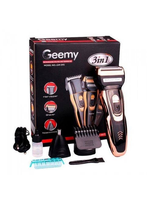 Машинка для стриження GM-595 3 в 1 — Бездротова акумуляторна машинка, тример, бритва Geemy (323486128)