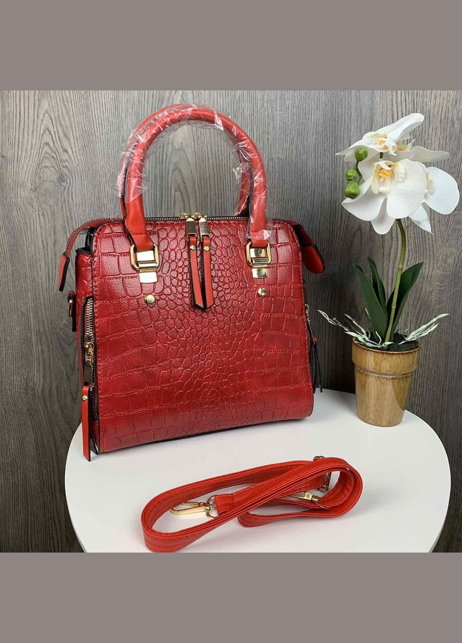 Модна жіноча сумка через плече з брелоком, сумочка під рептилію екошкіра зміїна (BRT) Brettani (336552245)