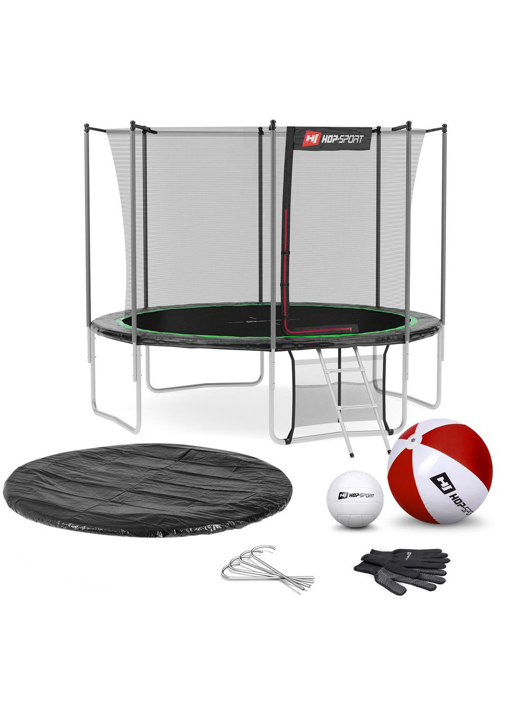Батут 12ft (366см) чорно з внутрішньою сіткою Hop-Sport (296119673)