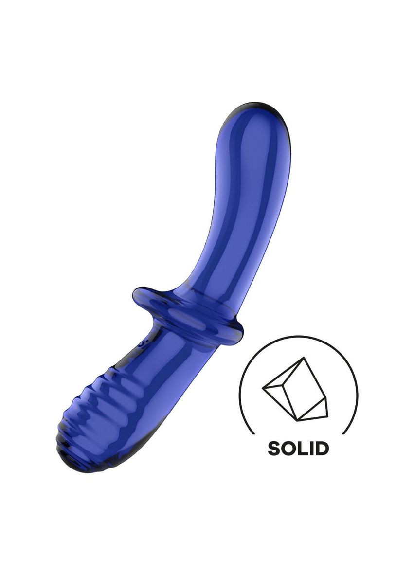 Фалоімітатор подвійний зі скла Double Crystal, синій Satisfyer (303908276)