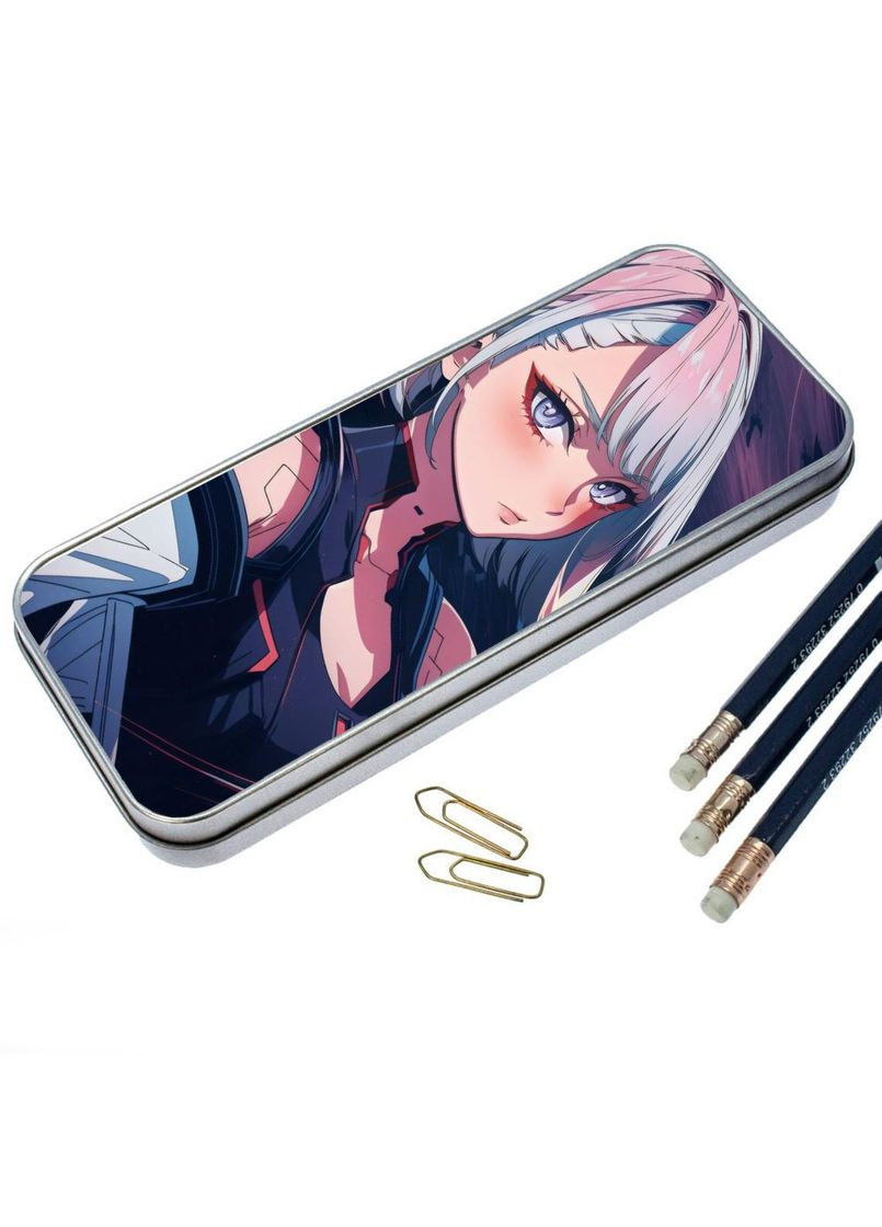 Органайзер для канцелярського приладдя металевий, кейс для дрібниць Кіберпанк #008 7*18 см Silver No Brand (309156386)