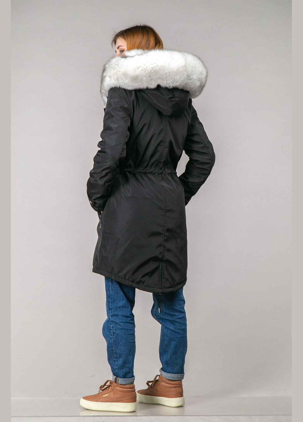 Парка жіноча чорна з песцем Chicly Furs (285739605)