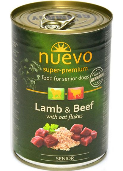 Консерва для собак Adult з ягняти, яловичиною та вівсянкою 800 г (4250231595127) Nuevo (279562830)