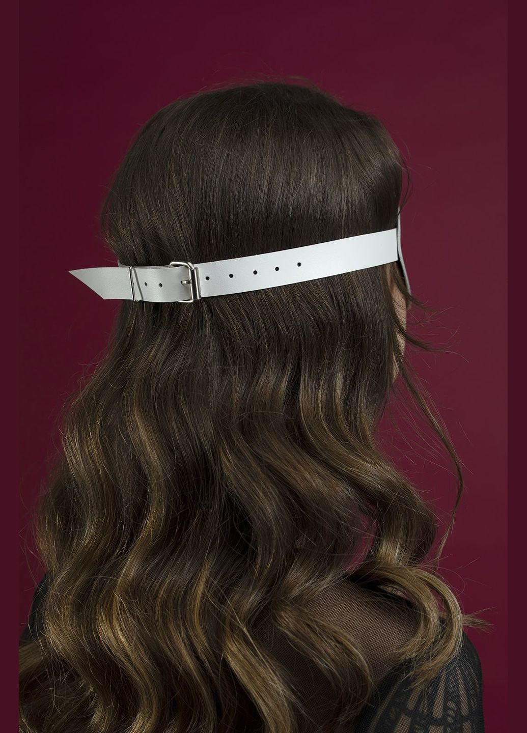 Маска шкіряна закрита Blindfold Mask Біла - CherryLove Feral Feelings (282709490)