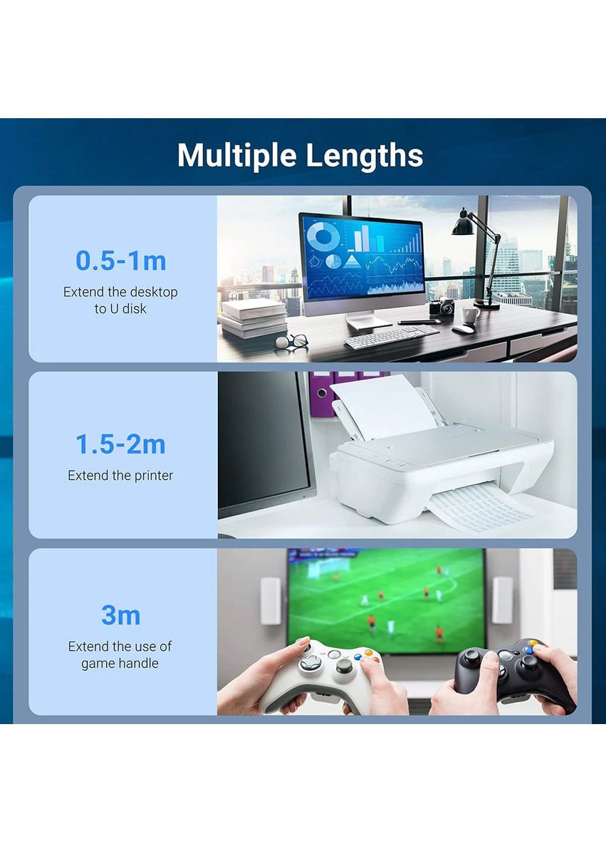 Кабель USB 3.0 A Male to A Female Extension Cable 0.5M black PVC Type (CBHBD) (CBHBD) Vention (369159721)