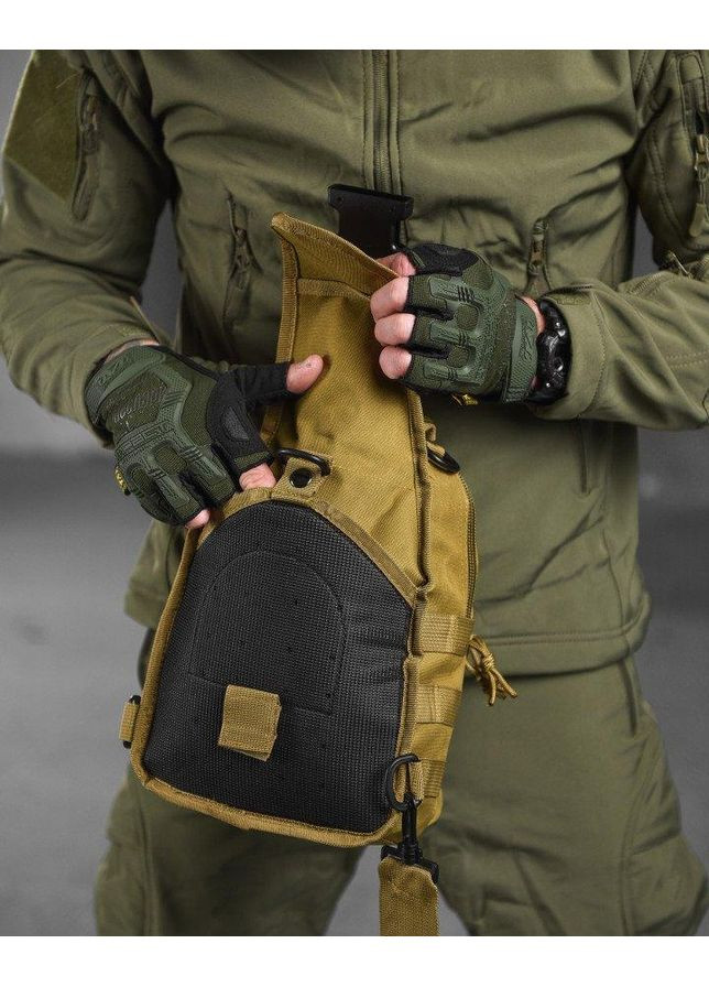 Однолеточный тактический рюкзак через плечо на 5 литров городская барсетка с системой MOLLE Coyote Tactic (363132370)