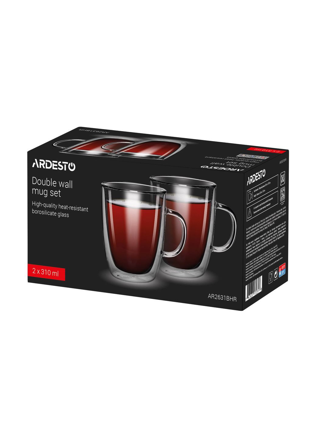 Набор чашек с двойными стенками 310 мл 2шт AR2631BHR Ardesto (335820365)