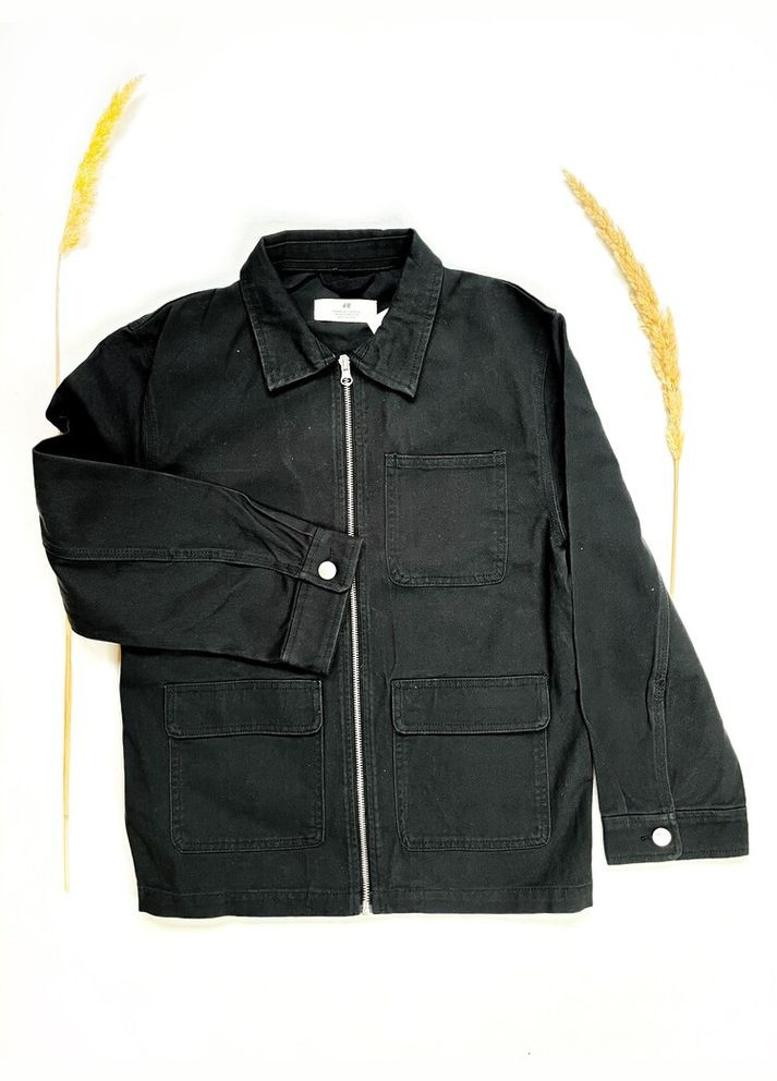 Джинсовая куртка-сорочка Н&М 140 см черный артикул Л649 H&M (289478802)