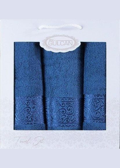 Набір рушників Cotton — Ornament Blue 50*90 (2 шт.)+70*140 (1 шт.) Gulcan синій