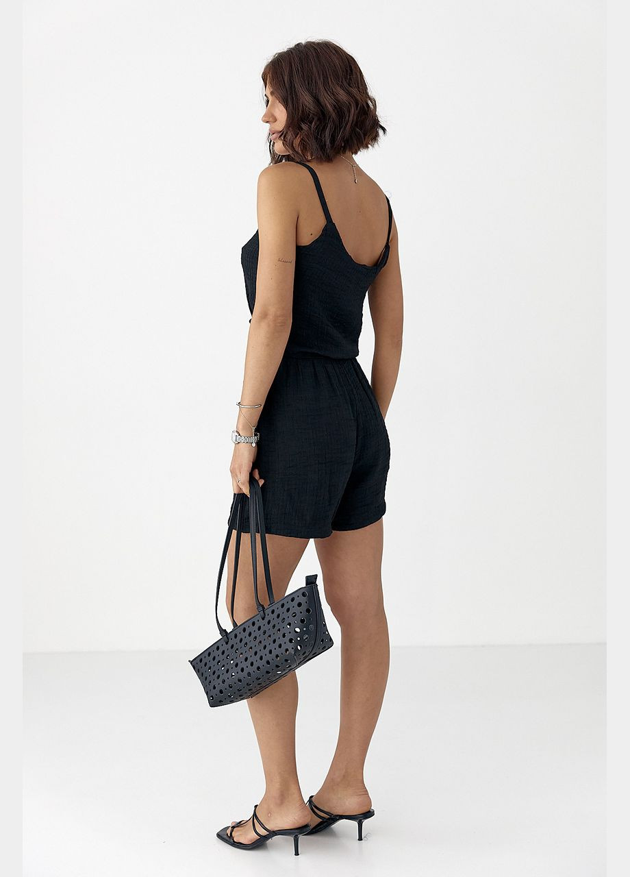 Літній костюм з топом на зав'язках та шортами - білий колір Lurex (340917529)