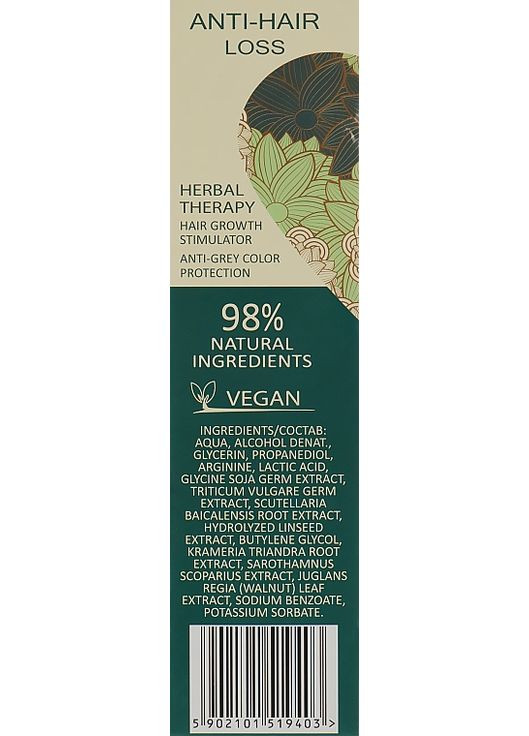 Средство против выпадения волос и поседение Bio Natural Care Anti-Hair Loss 200ml (838180-71738) Venita (368636972)