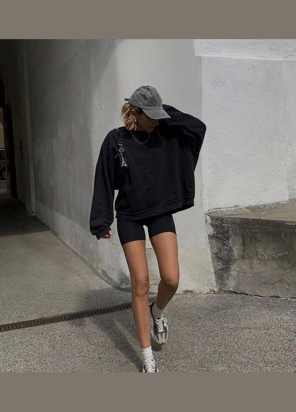 Чорні еластичні міні-велосипедки, комфортна посадка, відмінно тягнуться, підходять для розмірів 42-46 No Brand 1325 (319355859)