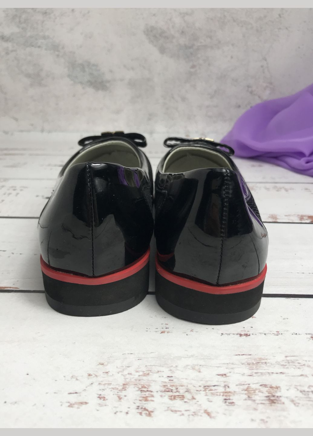 Черные туфли детские для девочки черный (804) на низком каблуке Yalike