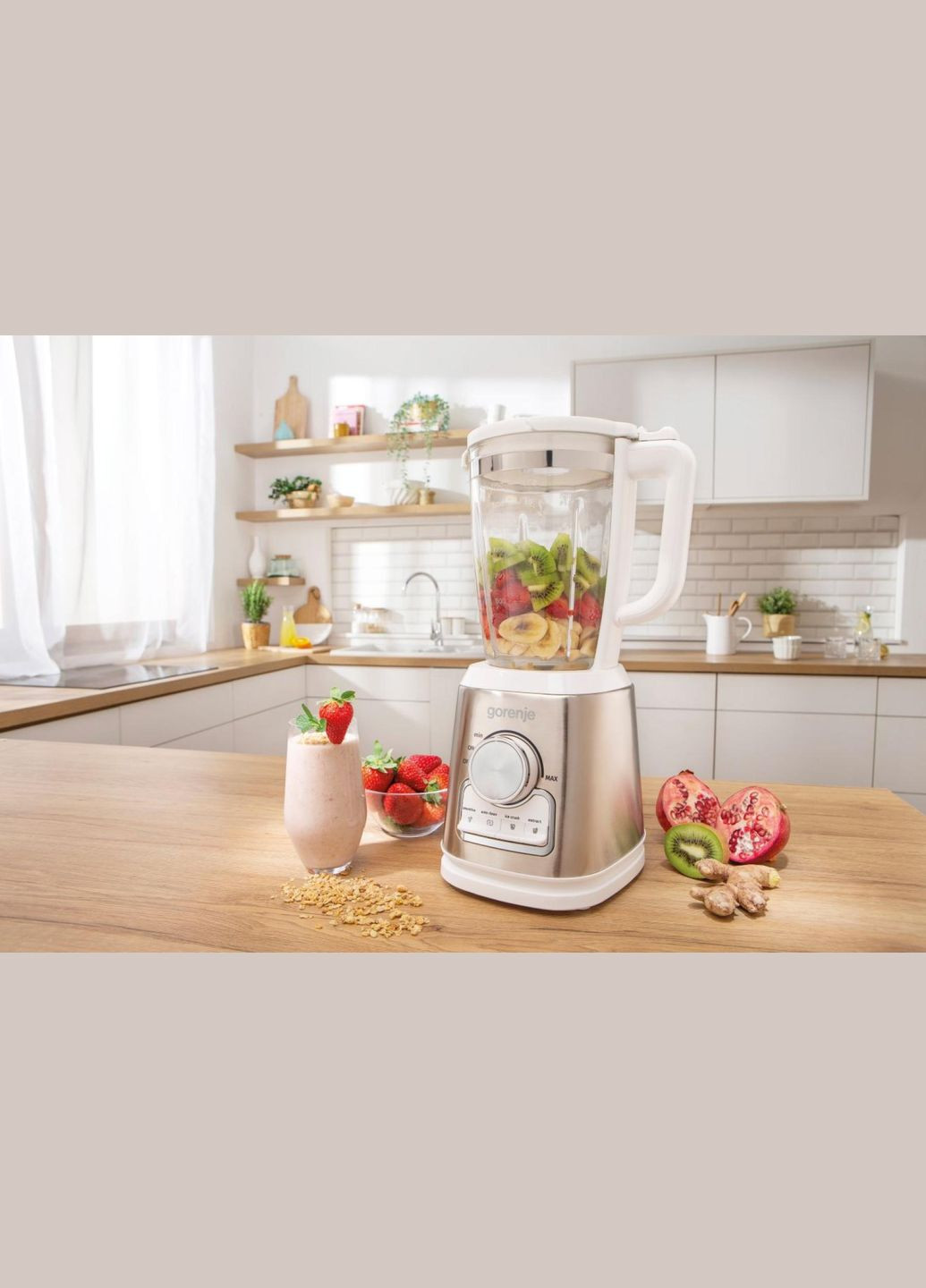 Блендер стационарный, 1400Вт, чаша 1750мл, стекло, нерж-белый Gorenje (314775922)