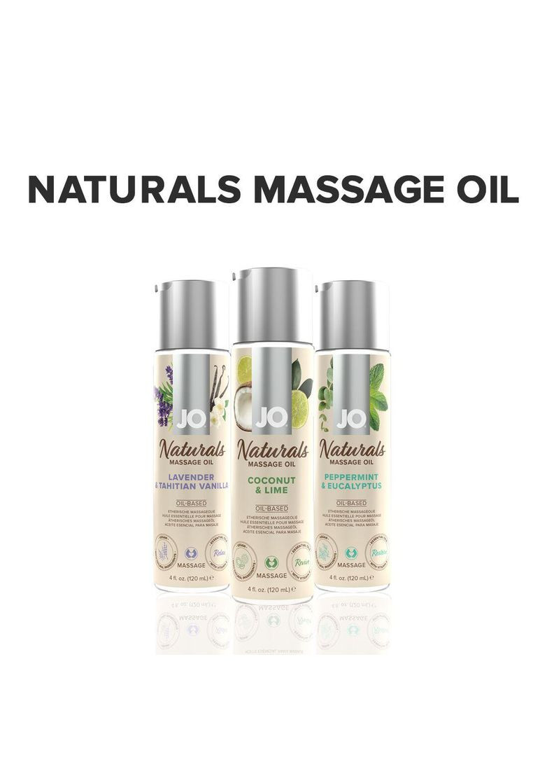 Массажное масло Naturals Massage Oil Coconut&Lime с натуральными эфирными маслами 120 мл Jo (367722965)