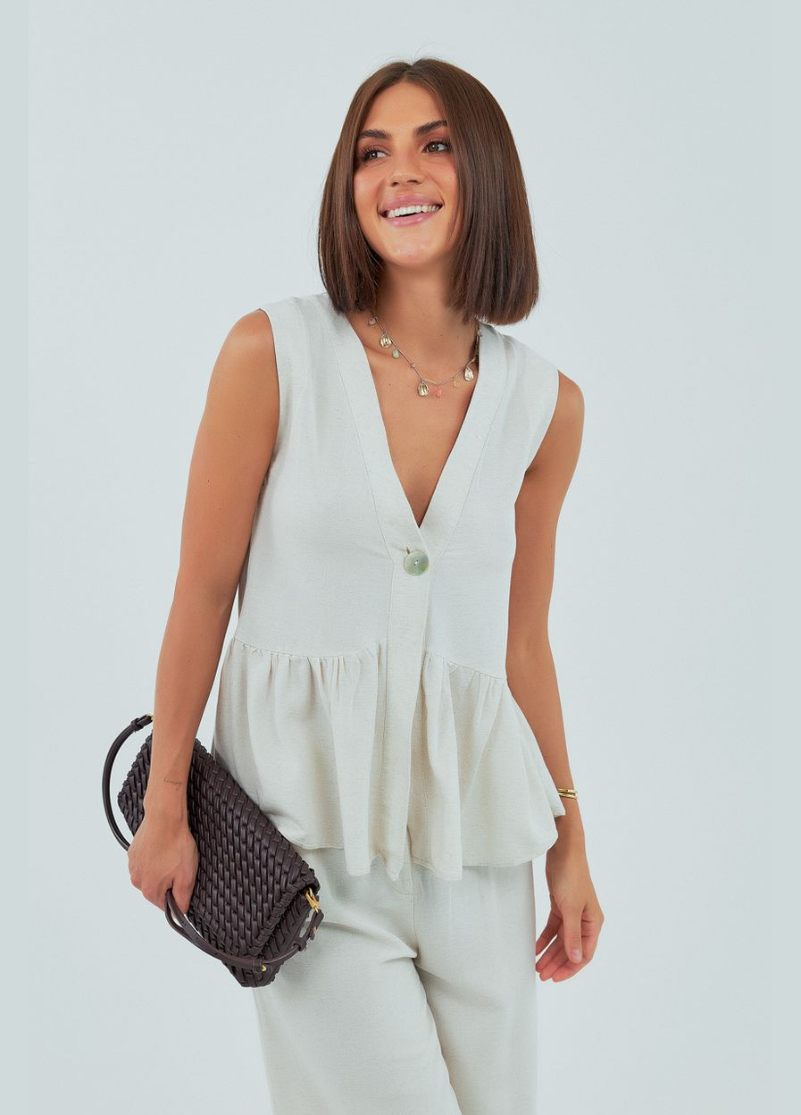 Классический костюм с жилеткой с оборками и брюками - коричневый цвет Lurex (340917525)