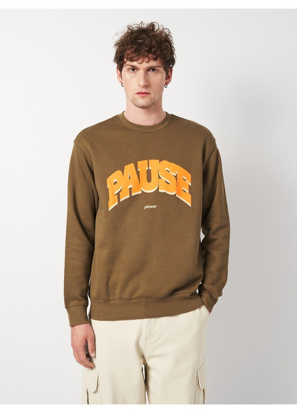 Хаки свитшот H&M надпись (296214656)