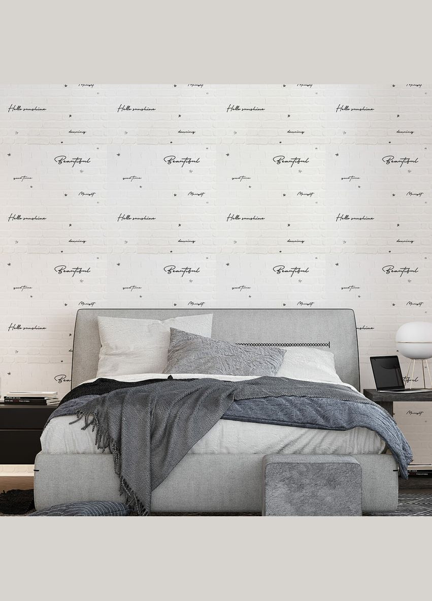 Панель стінова 3D 700х700х4мм напис із сріблом (D) SW-00001980 Sticker Wall (316101021)