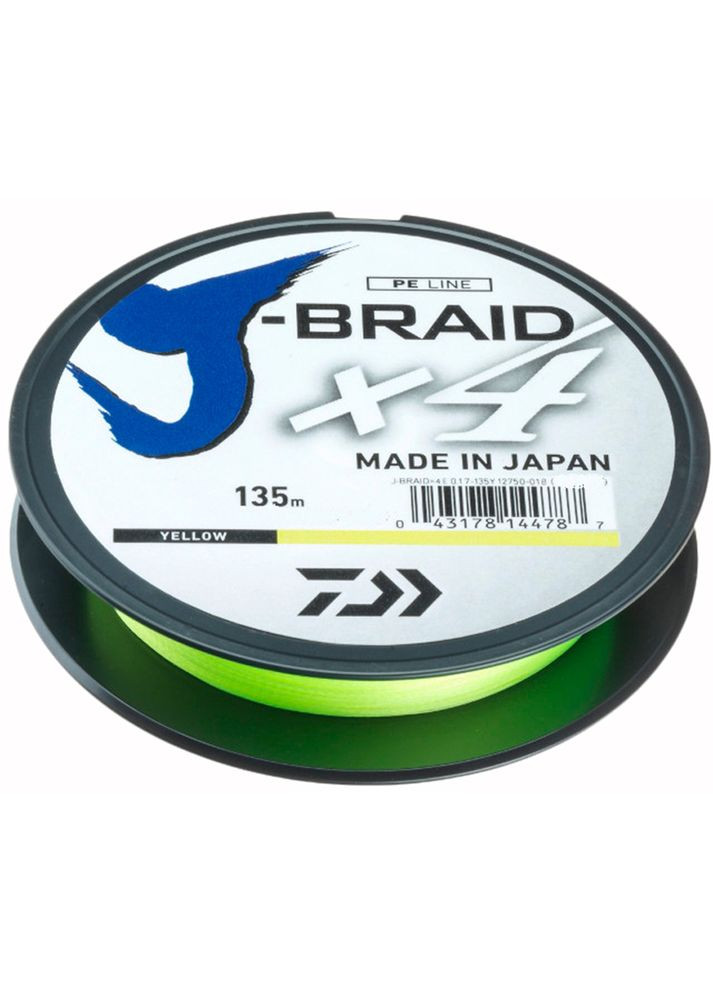 Шнур J-Braid X4E Yellow 135m 5.90kg 0.13mm #1.0 12740-013 Daiwa (316517015)