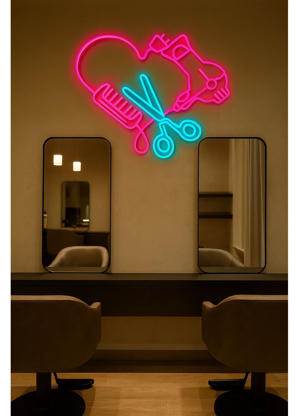 Неоновая Led вывеска Для салона красоты - парикмахерской 40х50 см NeonChic (366740611)