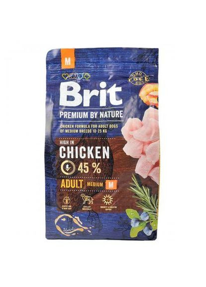 Сухий корм Dog Adult M для дорослих собак середніх порід, з куркою, 3 кг (*) Brit Premium (323219813)