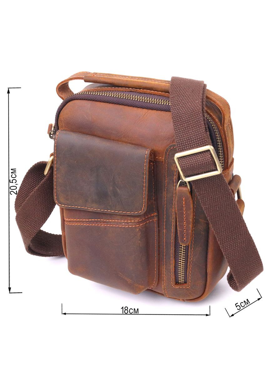 Вінтажна чоловіча сумка з натуральної шкіри 21293 Коричнева Vintage (331907839)