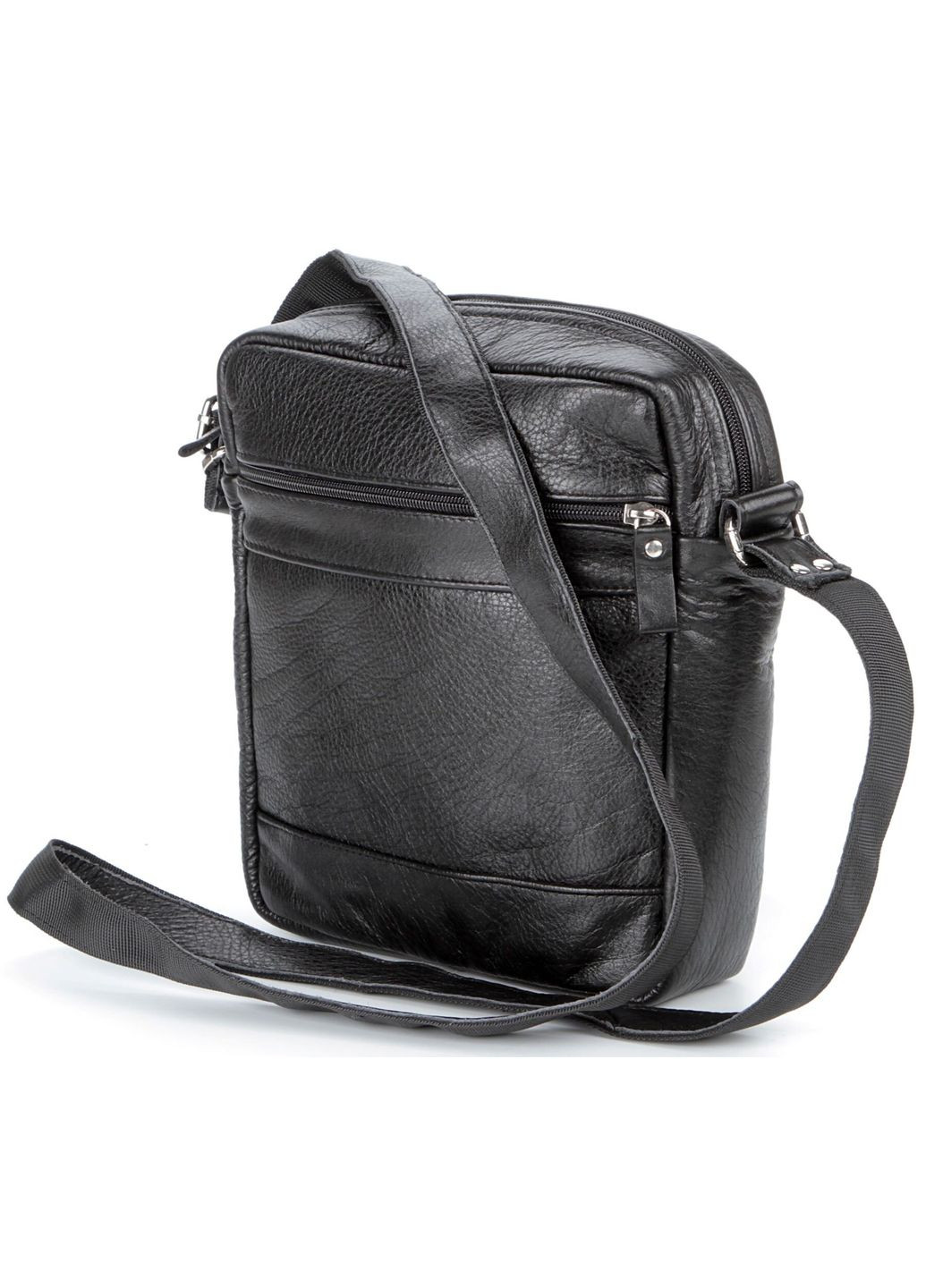 Мужская кожаная сумка для документов вертикальная с регулируемым ремнем черная (sku_00791) No Brand (328922307)