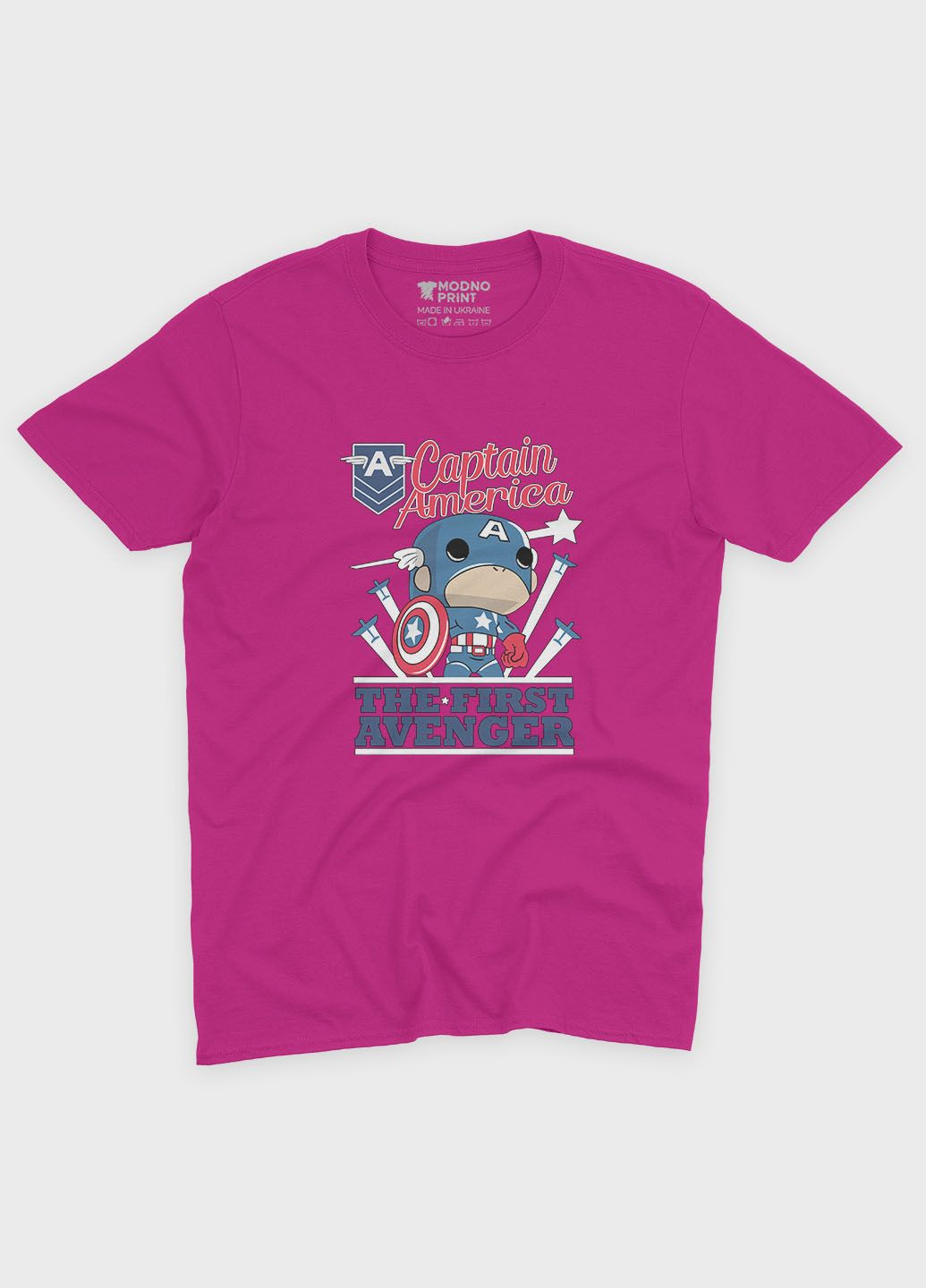 Розовая демисезонная футболка для мальчика с принтом супергероя - капитан америка (ts001-1-fuxj-006-022-004-b) Modno