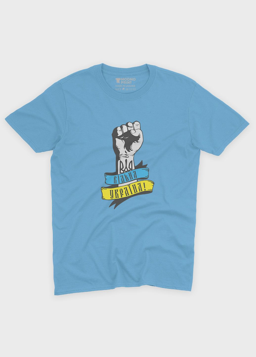 Голубая демисезонная футболка для мальчика с патриотическим принтом (ts001-4-lbl-005-1-088-b) Modno