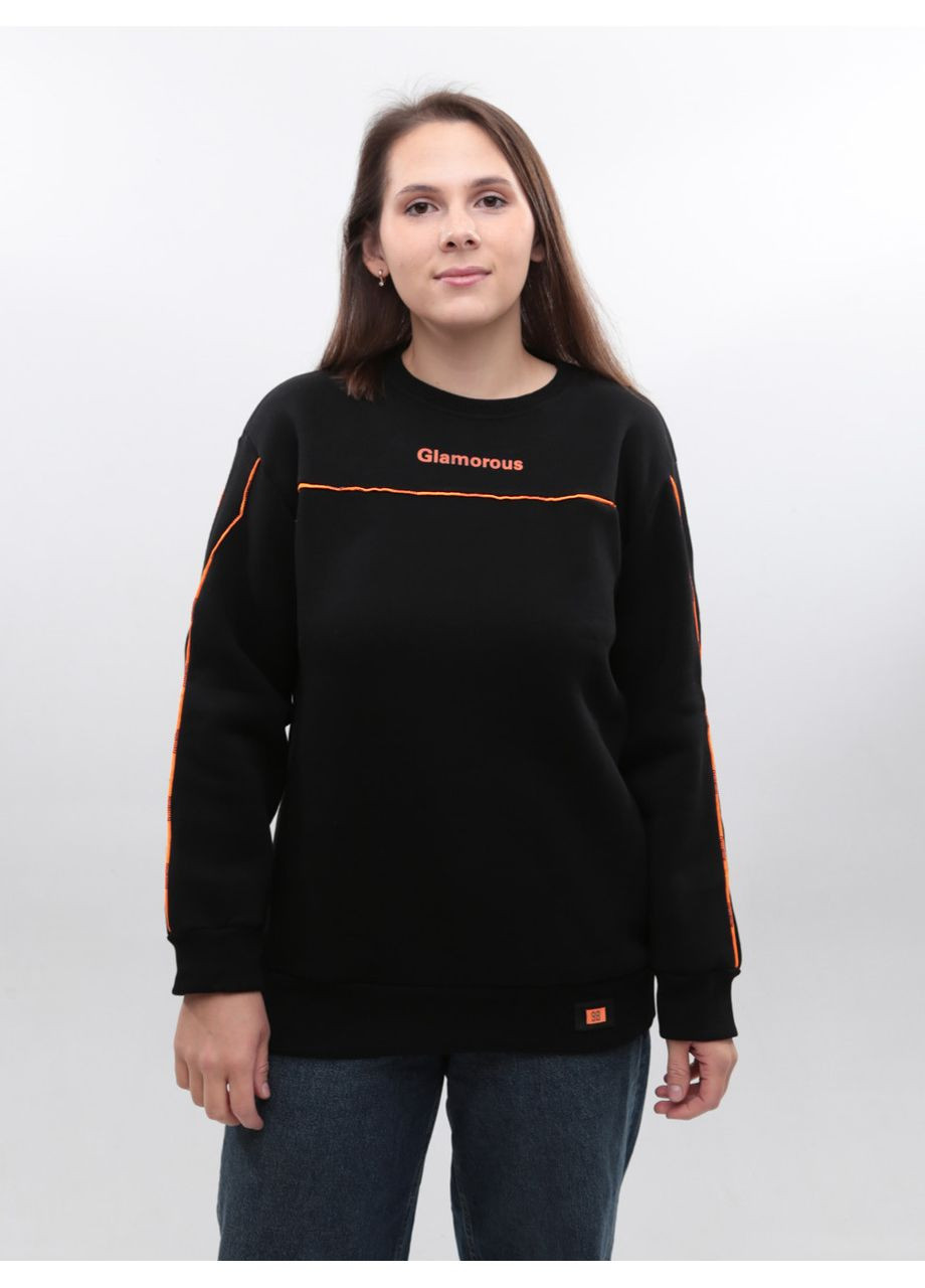 Чорний світшот жіночий чорний на флісі JEANSclub однотонний (369668945)