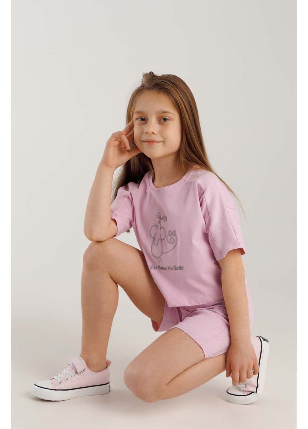 Рожевий демісезонний костюм для дівчинки Dinomin