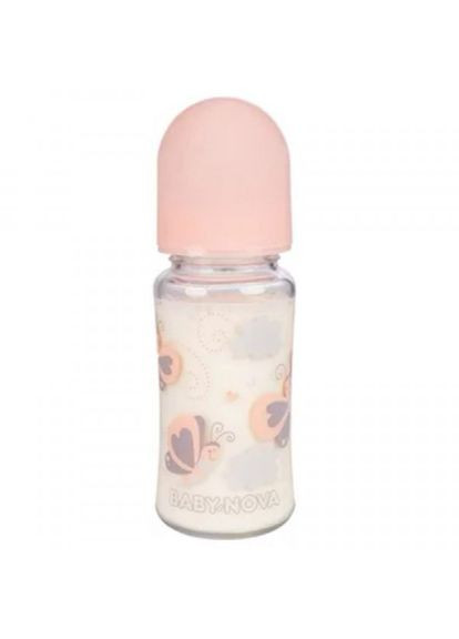 Пляшечка для годування Baby-Nova декор, з широкою шийкою, 230 мл, персиковий (268142126)