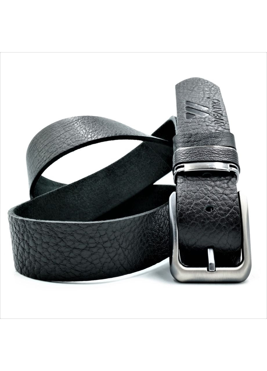 Шкіряний чоловічий ремінь Чорний натуральна шкіра пояс для чоловіків стильний ремінь ProDobro (364668015)