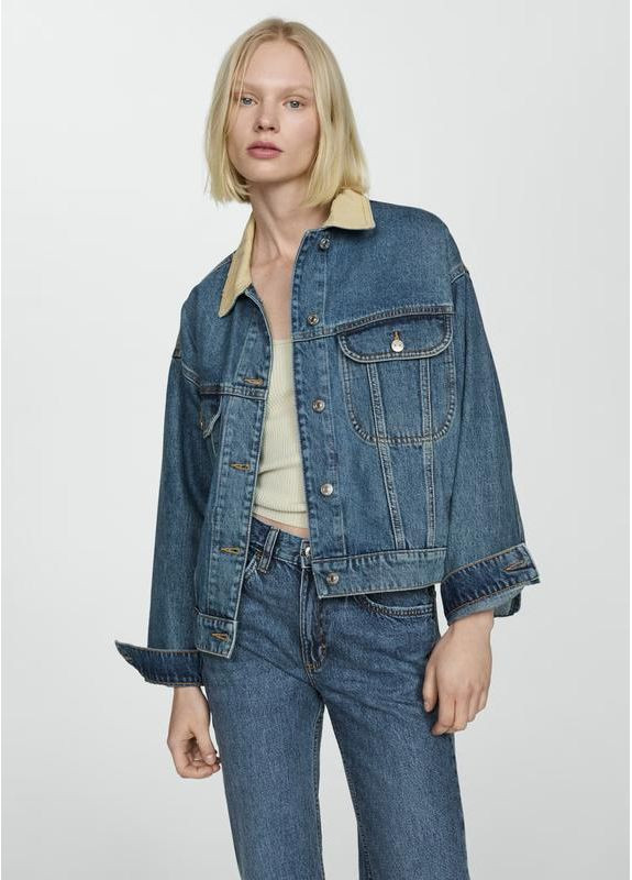 Темно-синие джинсы ровные прямые базовые Mango - (355268148)