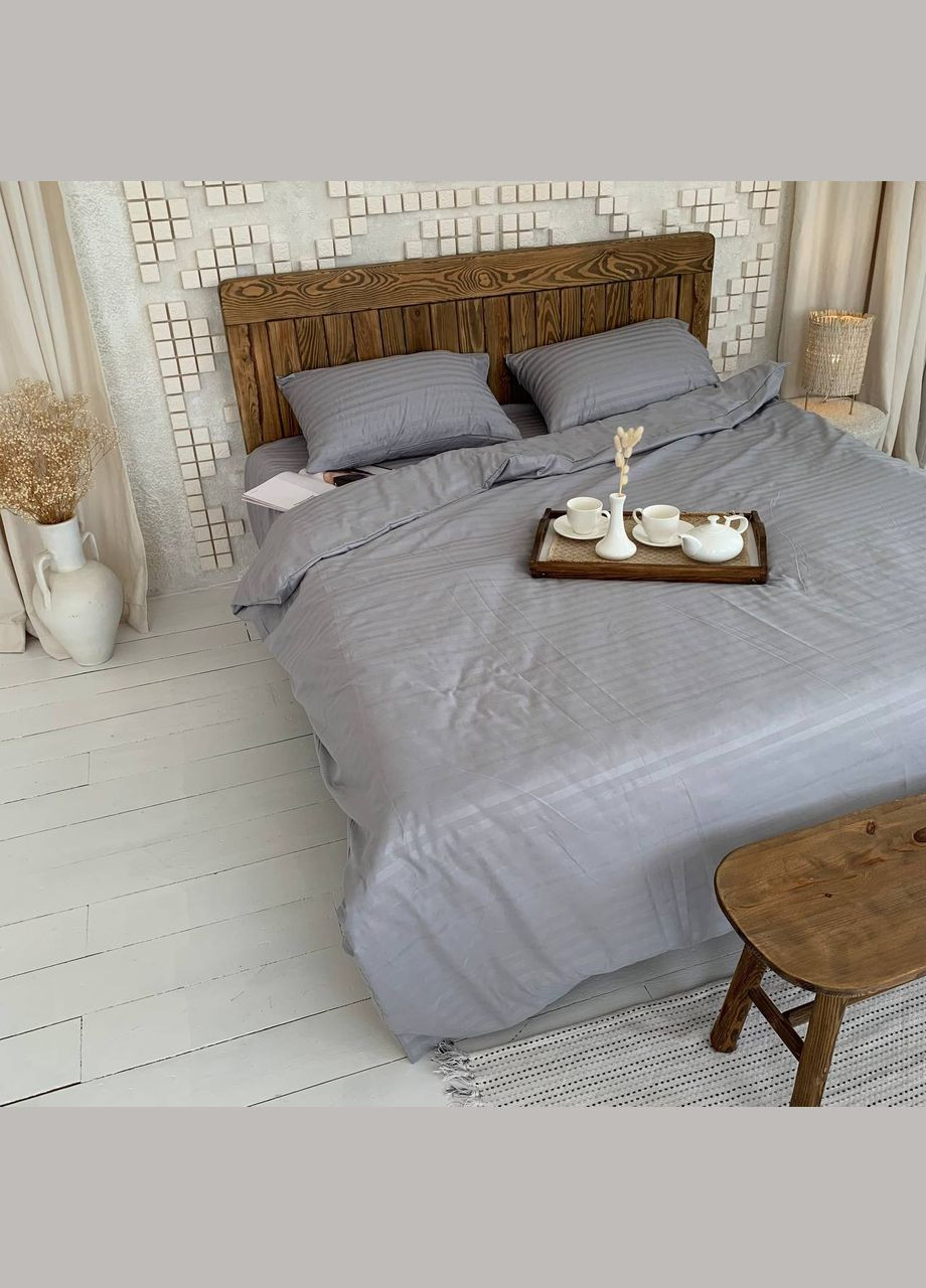 Полутораспальный КПБ микро страйп сатин "Серый" (145х210, 70х70) Glav Textile (297365327)