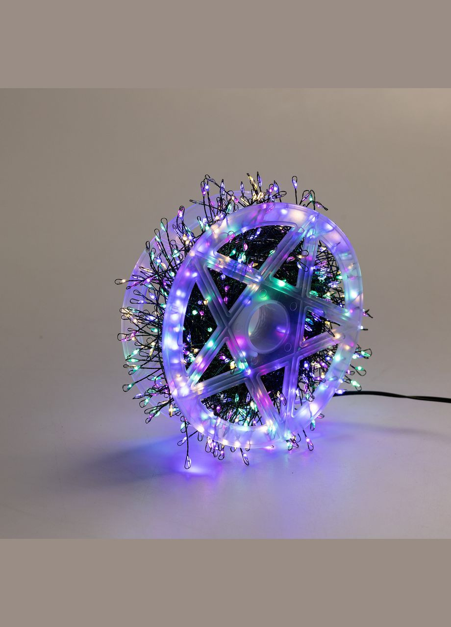 Гірлянда роса мішура 30 метрів хвойна лапа 640 led світлодіодів зелений дріт мультиколор D1750ML Garlando (306849402)