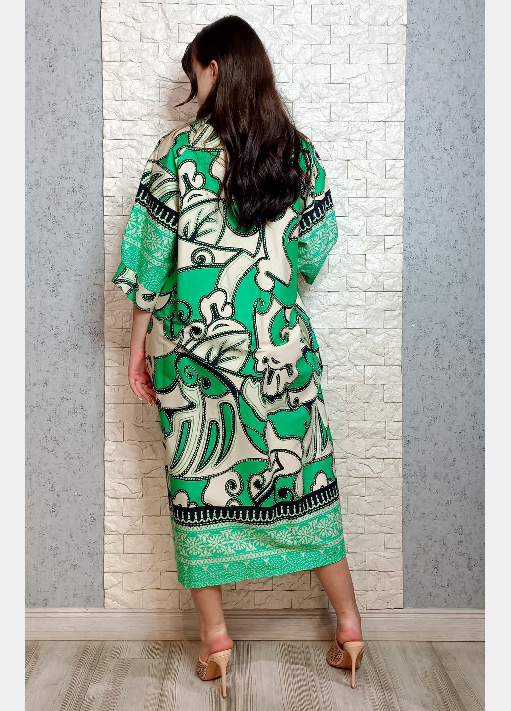 Зелена повсякденний, кежуал сукня оверсайз New Collection з абстрактним візерунком