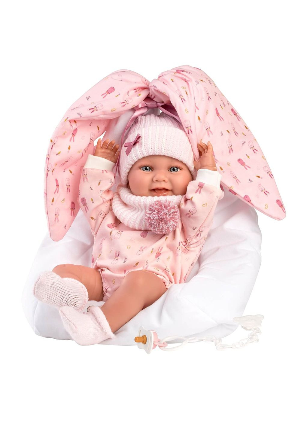 Іспанська лялька новонароджена дівчинка пупс вінілова в підвісній люльці для гри 40 см Llorens (370603646)