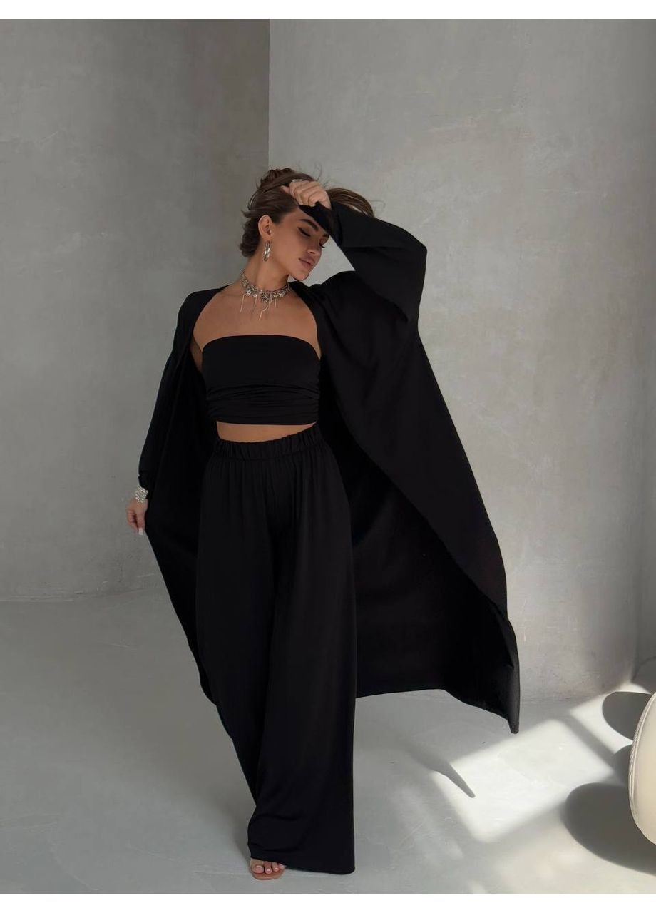 Жіночий костюм трійка: кардиган, топ та палаццо MonCher (363849336)