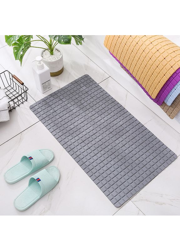 Килимок у ванну кімнату прямокутний антиковзкий на присосках 40х70 см Сірий 014677 No Brand (367959355)