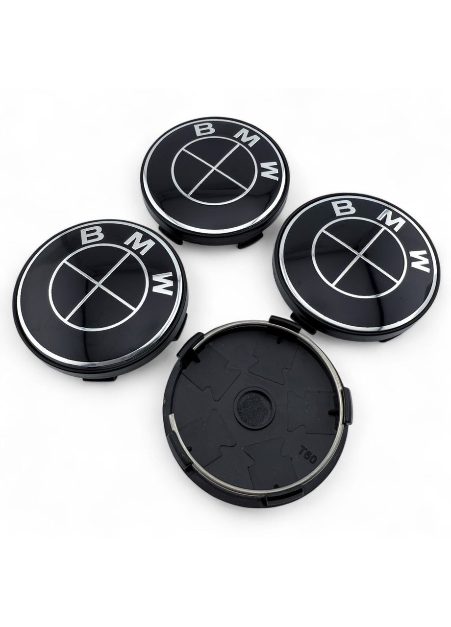 Колпачки в диски БМВ заглушки для дисков 60/56 мм Черный логотип (4 шт.) BMW (354698546)