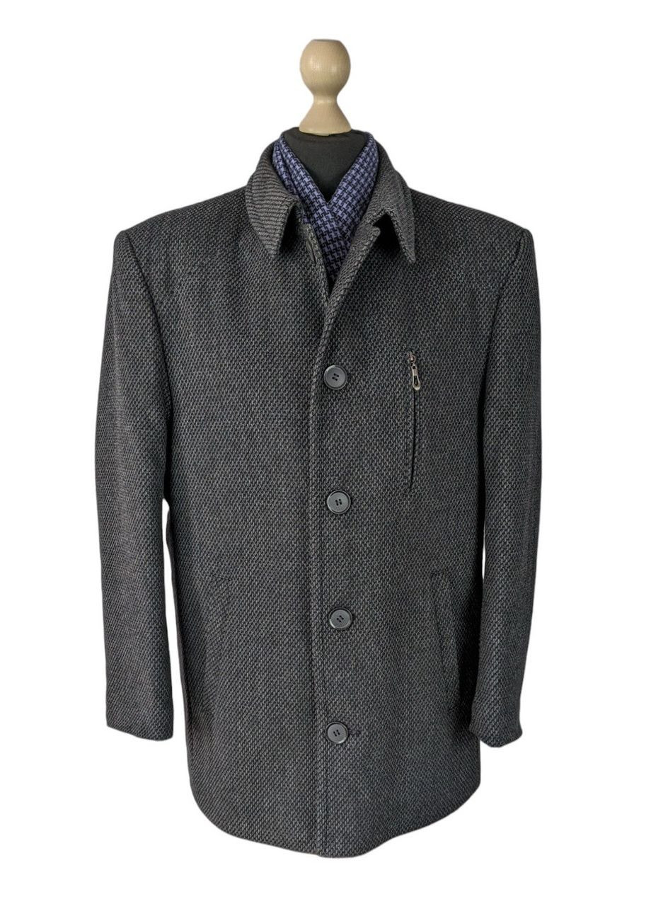 Серое демисезонное Полупальто мужское 05.12 межсезонное зимнее черное Borenia