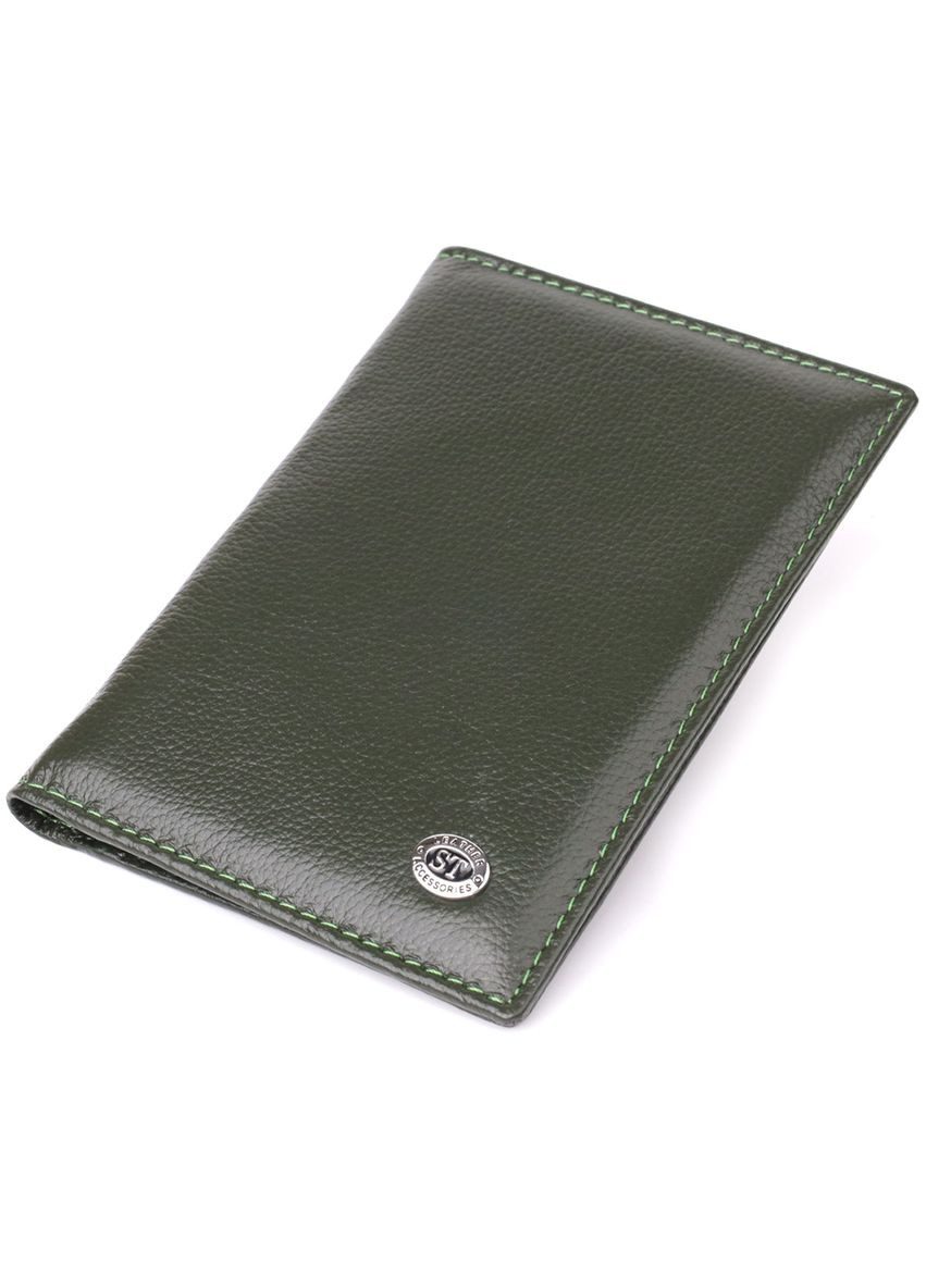 Практичная обложка на паспорт универсального формата из натуральной кожи 23081 Зеленый st leather (329444724)