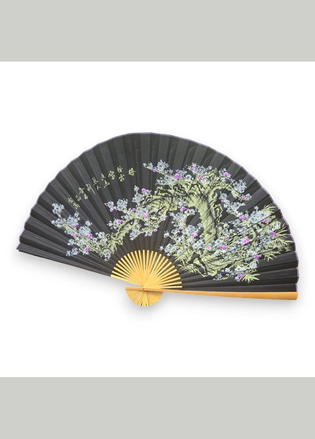 Віяло настінна тканина (122х6х211 см) Сакура на чорному тлі No Brand (316718554)