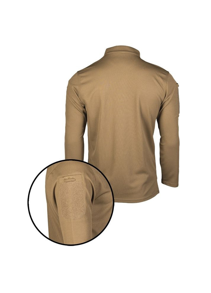 Футболка Поло тактична з довгим рукавом Tactical Long Sleeve Polo Shirt Quick Dry DARK COYOTE Mil-Tec (315821830)