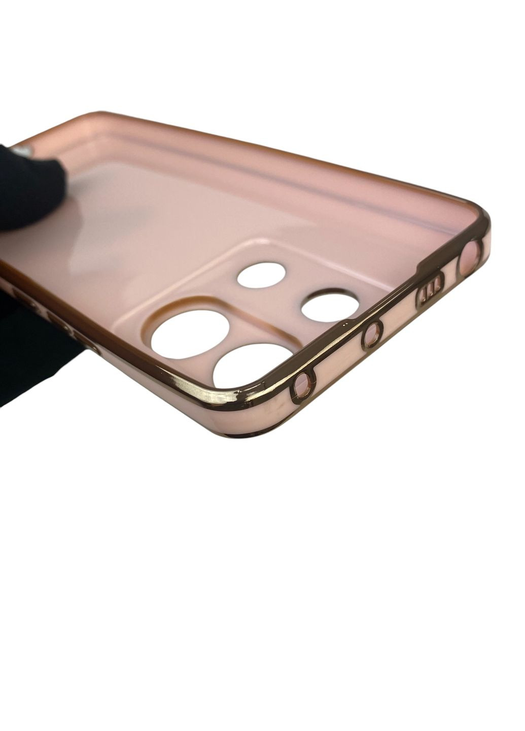 Чохол для Redmi Note 13 Pro 5G з кільцем-підставкою із золотою окантовкою на сяомі редмі нот 13 про пудровий gs1 Xiaomi (366232399)